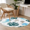 thumbnail image 5 of Jellyfish Coral Coastal Round Area Rug 4ft, Nautical Summer Beach Ocean Sea Washable Non-Slip Circle Rugs for Bedroom Living Room Kitchen, Soft Non Shedding Circle Carpet for Dining Room Dorm, 5 of 9
