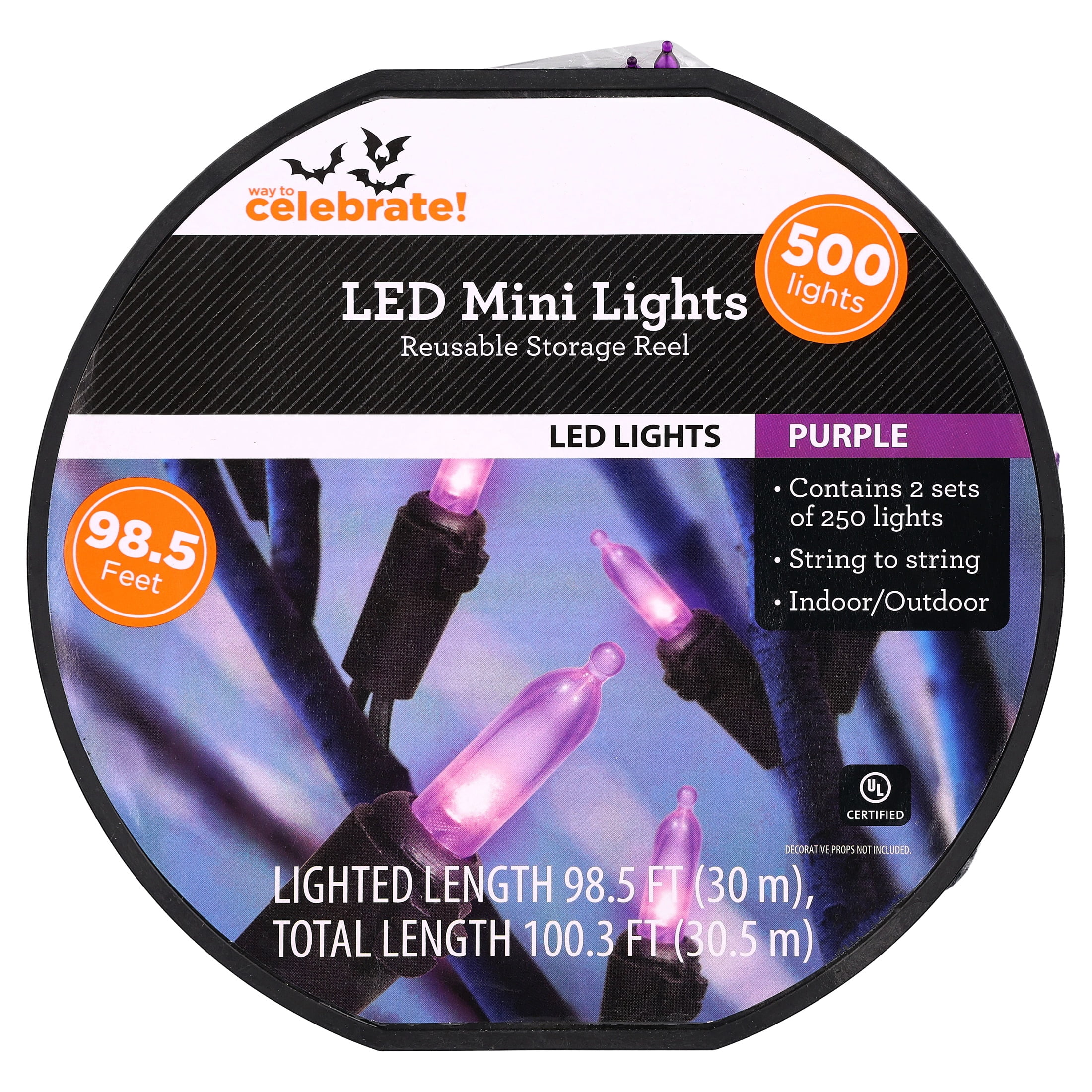 Indoor/Outdoor 500-Count LED Mini String Lights, Purple, 98.5', Halloween by Way To Celebrate