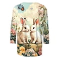 thumbnail image 5 of VKOYWKM Women's 3/4 Sleeve Tops Easter Shirts Funny Easter Eggs Bunny Rabbit Graphic T Shirts Crew Neck Cute Tops Loose Fit Holiday Tops Happy Easter T-Shirts, 5 of 6