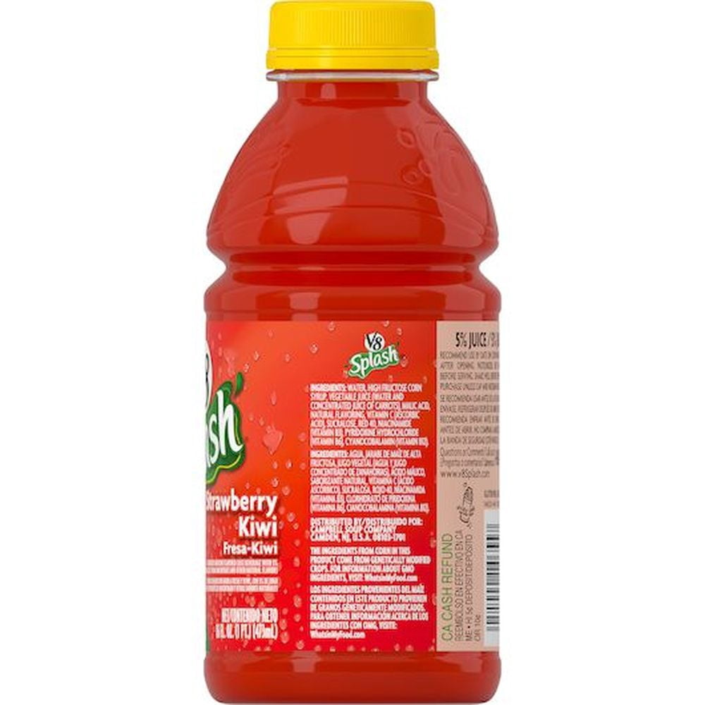V8 Splash Strawberry Kiwi Juice, 16 Fluid Ounce -- 12 per case.