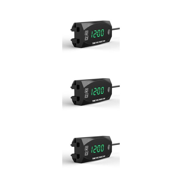 Kenally Voltímetro de motocicleta 2 en 1, medidor de voltaje de motocicleta Digital LED, medidor de voltaje electrónico, luz verde para exteriores Type1 NO1 Kenally CBP334252
