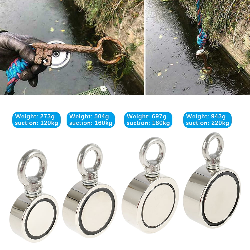 60mm 130KG Fishing Magnet with Rope 10m Metal Detector Neodymium NdFeB Recovery