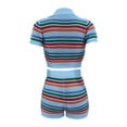 thumbnail image 4 of JFOPQVSM Crochet Sets Two Piece Women Summer Causal Knit Short Sleeve Button Down Shirt and Shorts Matching Set Jumpsuit, 4 of 5