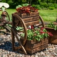 thumbnail image 6 of Sunnydaze 19" x 14.75" x 23.5" 2-Tier Charred Fir Wooden Wagon Wheel Plant Stand, 6 of 11