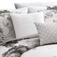 thumbnail image 4 of Juego de ropa de cama Benzara King, edredón de algodón, estampado floral, gris, 4 of 5