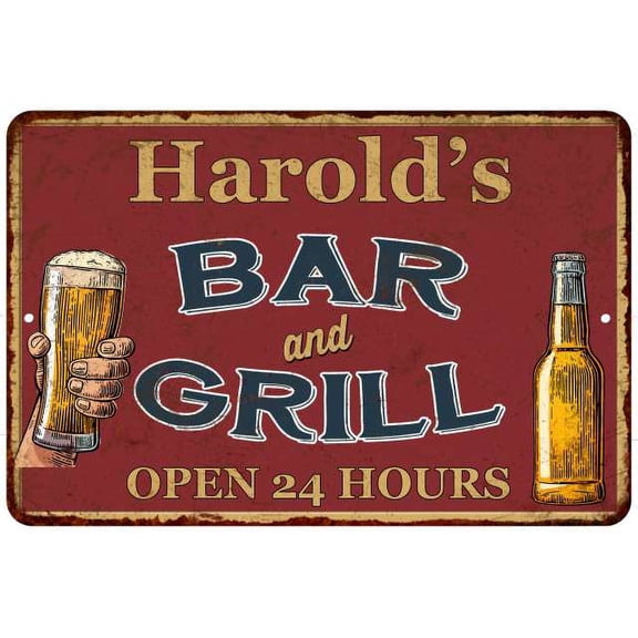 Harold's Red Bar and Grill Rustic Sign Decor 8x12 108120045558