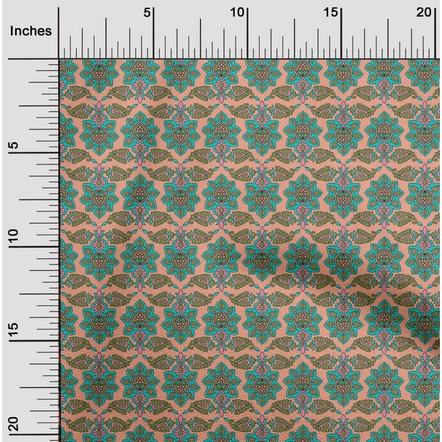 oneOone Cotton Poplin Fabric Floral & Paisley Block Decor Fabric Printed BTY 56 Inch Wide