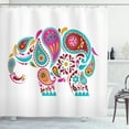 thumbnail image 1 of Ethnic Shower Curtain, Eastern Asian Elephant Figure Featured Paisley Leaves Oriental Indie Tribal Hippie, Fabric Bathroom Set with Hooks, 69W X 84L Inches Extra Long, Multicolor, by Ambesonne, 1 of 3