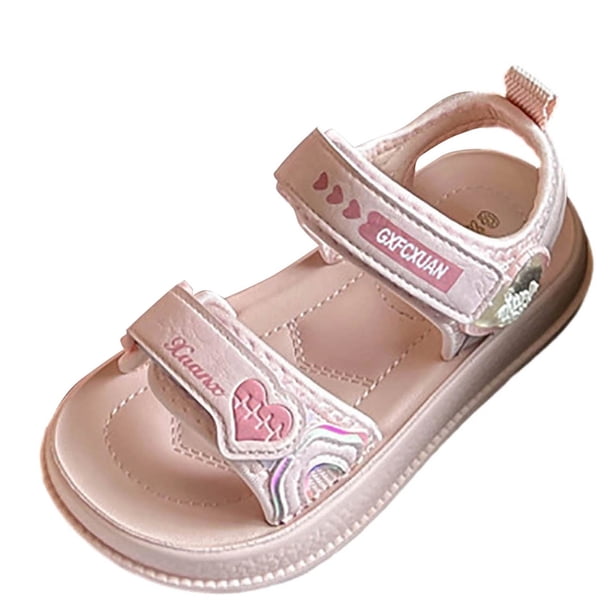 Primavera en Verano Chicas Plana Suave-Vendido de Moda de Pie Abierto en Forma de Corazón Carta Princesa Sandalias