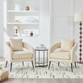 thumbnail image 3 of Modern Upholstered Velvet Open Back Accent Chair Barrel Dining Chair with Metal Legs, Cozy Round Sofa Leisure Lounge Club Armchair for Living Room, 3 of 10