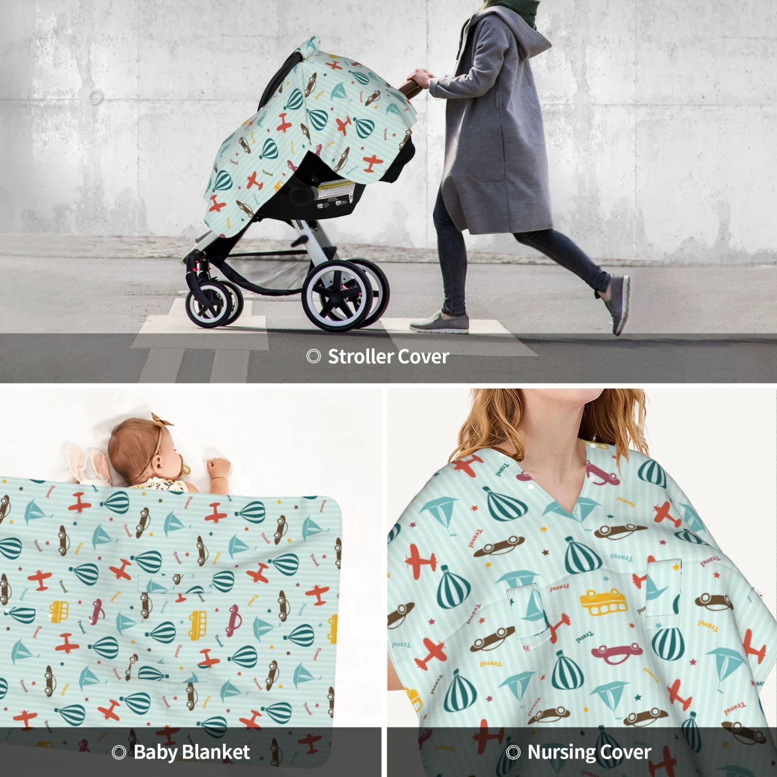 Car Seat Cover Baby - Transport Travel Breathable Infant Car Seat Cover for Baby Carseat, Lightweight Comfort Baby Essentials Must Haves Newborn Stuff for Girl Boy