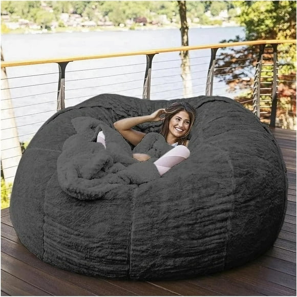 Bean Bag,Giant Fur Bean Bag Chair Cover for Adults Kids (Without Filling) Comfy Fluffy Giant Round Beanbag Lazy Sofa Cover for Reading Chair Floor Chair Lazy Sofa Bed Cover Soft Fluffy Faux BeanBag