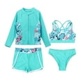 thumbnail image 3 of YONGHS Girls 4 Pieces Swimsuits Rash Guard Swim Set Shirt Crop Top Briefs Shorts Swimwear Bathing Suit Light Green 10, 3 of 6