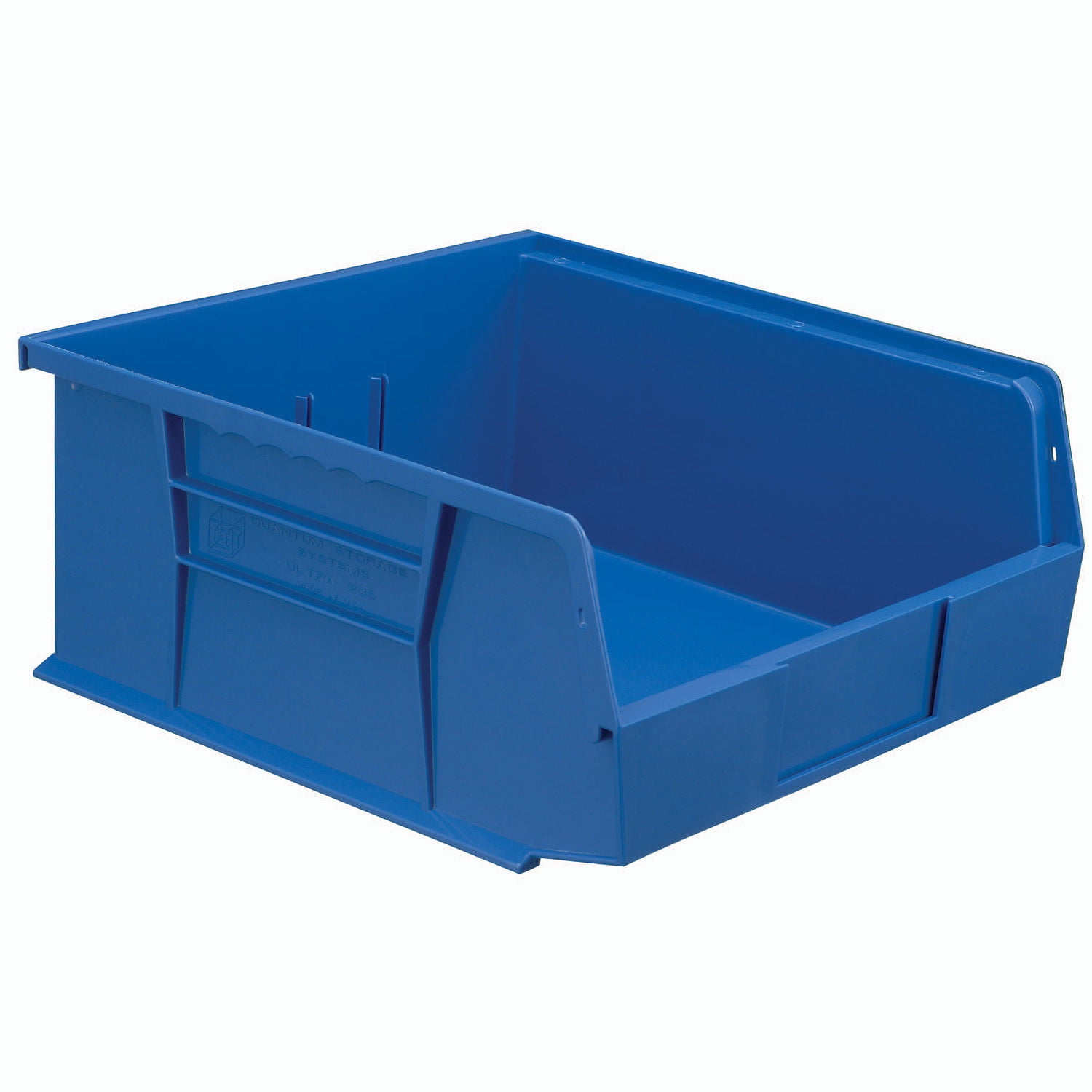 12/Case Small Parts Bin Blue 10 7/8" x 4 1/8" x 4" Plastic Stack & Hang Bin Box 