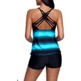 thumbnail image 5 of Womens Criss Cross Back Color Block Print Tankini Top with Boyshorts Swimsuit (M-XXXL), 5 of 5