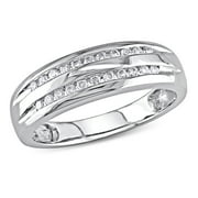Miabella Women's 1/6 Carat T.W. Diamond Double Row Semi-Eternity Band in 10kt White Gold