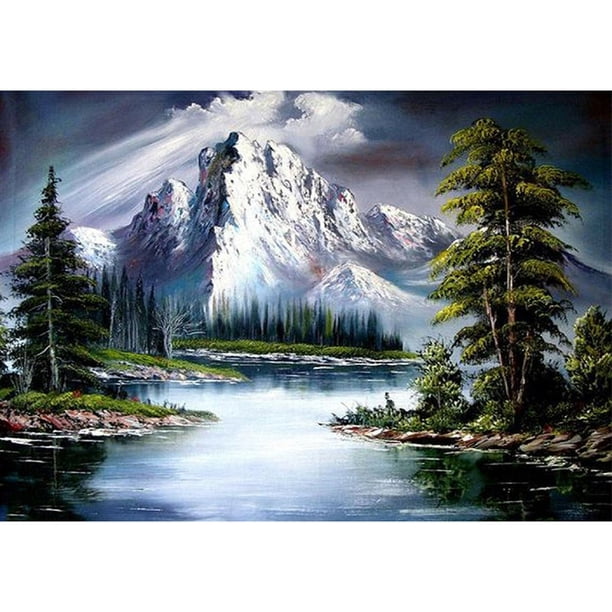 Taladro de diamante bosque alpino 5D DIY Kits de pintura decoración de pared redonda completa arte artesanal Hugtrwg Para estrenar