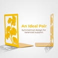 thumbnail image 4 of REGALWOVEN Decorative Metal Bookends, Large Book Ends for Shelves, Non-Skid Hollow-out Book Stopper for Home 2Pcs Gold 4.7"L x 3.5"W x 7"H, 4 of 6