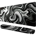 thumbnail image 4 of Large Gaming Mouse Pad - Black and White Mouse Pad with Stitched Edges, Extended XL Mousepad with Anti-Slip Rubber Base, Ink Liquid Wave Desk Mat for Keyboard and Mouse(31.5x15.8 inch), 4 of 10