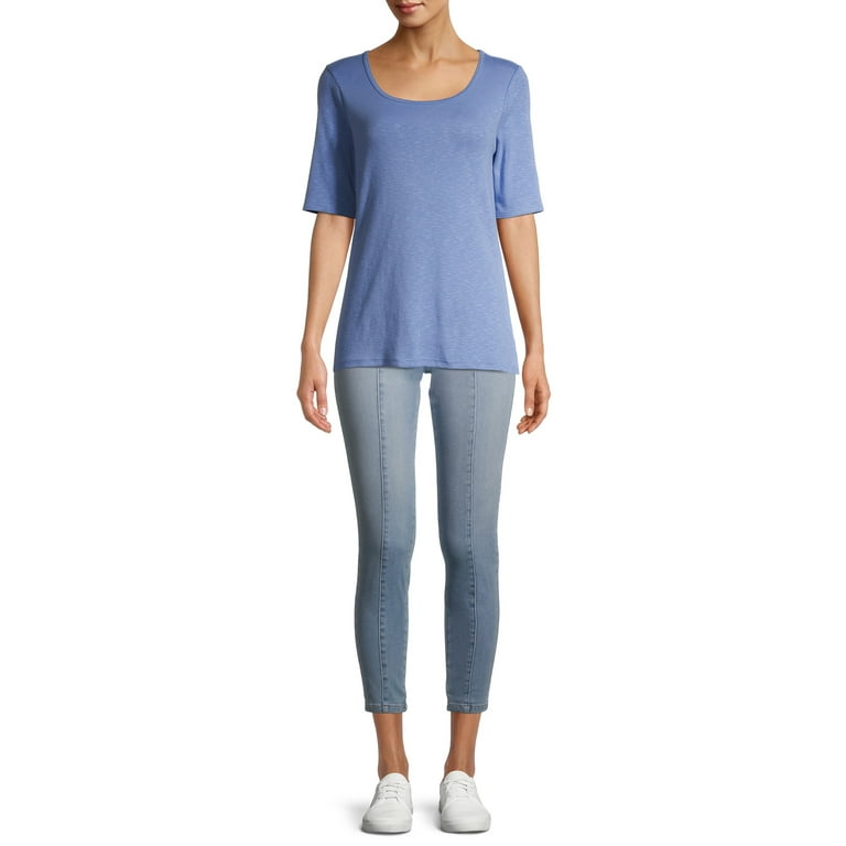 time and tru scoop neck elbow sleeve tee