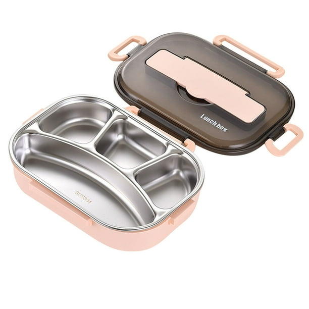 Caja de Almuerzo Aislada de Bento, Caja de Almuerzo de 4 Paneles, Conjunto de Cubiertos, Caja de Almuerzo Portátil, Caja de Almuerzo de Estudiantes Caja de Almuerzo Térmica