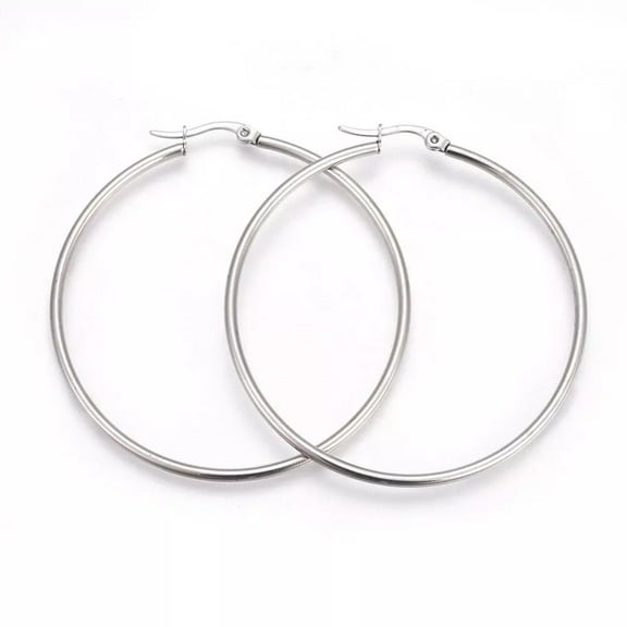 304 Stainless Steel Hoop Earrings Stainless Steel Color 45X43X2Mm 1Mm P172