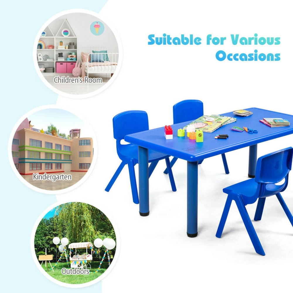 Spaco Kids Plastic Rectangular Learn and Play Table-Blue, Toddler Table and Chair Set for Arts & Crafts, Snack Time, Homeschooling, Homework