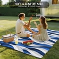 thumbnail image 4 of Blue White Moire Outdoor Rug for Patio/Deck/Porch, Non-Slip Large Area Rug 5 x 8 Ft, Modern Abstract Art Indoor Outdoor Rugs Washable Area Rugs, Reversible Camping Rug Carpet Runner, 4 of 8