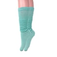 thumbnail image 4 of Long Cotton Lightweight Slouch Socks for Women Shoe Size 5 to 10 6 Pairs (Aqua Green), 4 of 12