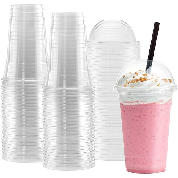 Netko Plastic Cups With Dome Lids 10 Sets Of 16 OZ Disposable Cups With