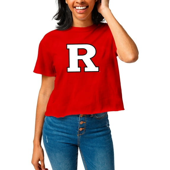 Women's League Collegiate Wear Scarlet Rutgers Scarlet Knights Clothesline Cropped T-Shirt