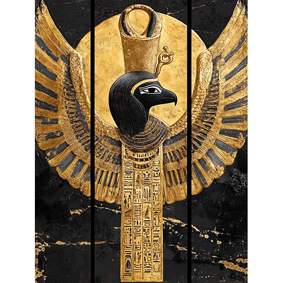 Egyptian Mythology Horus Triptych Canvas Art Print, Suitable for Living Room, Bedroom, Office, Hallway and Study Decoration.