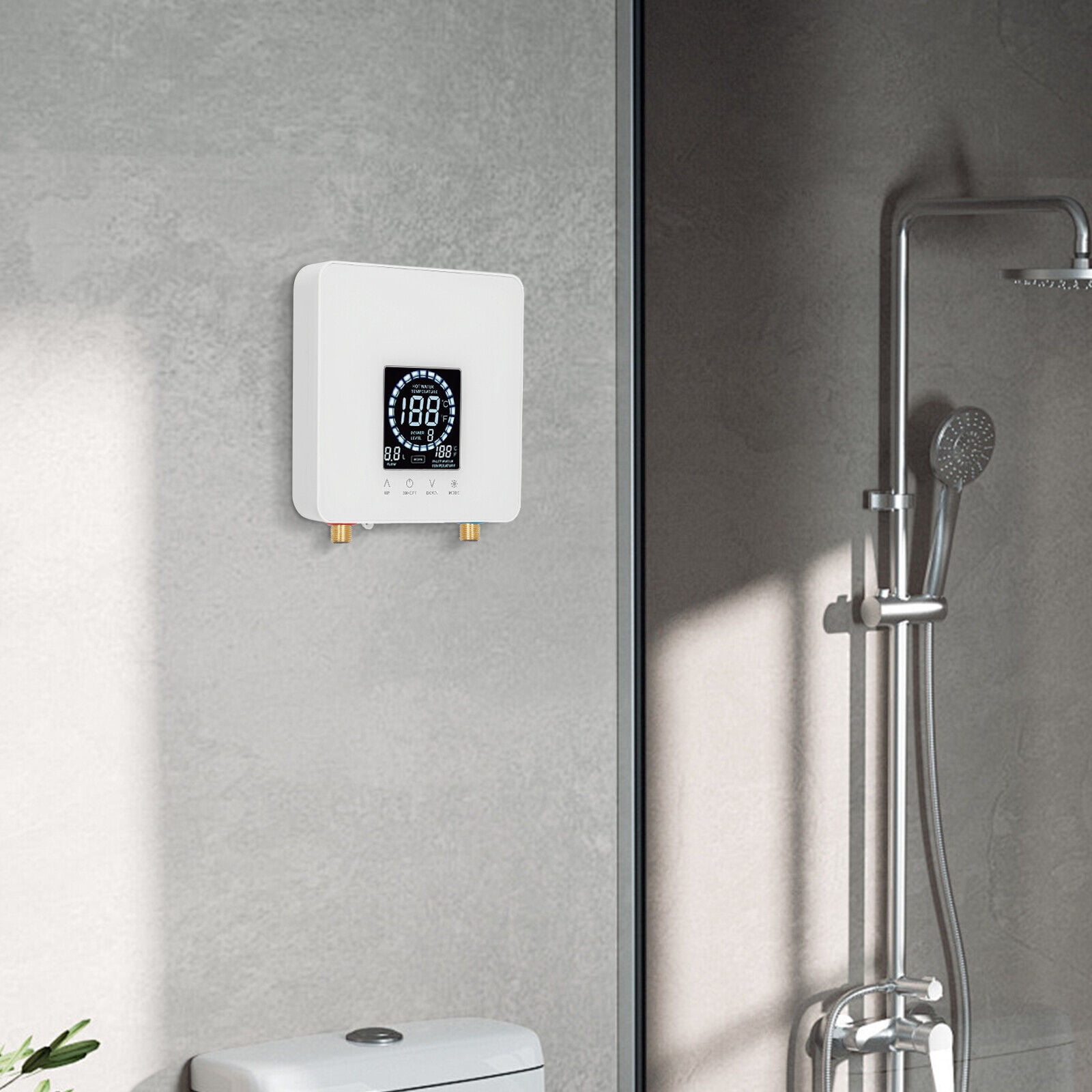 7500W Modern Instant Electric Water Heater with Led Display White IPX4 for Kitchens, Bathrooms