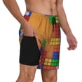 thumbnail image 2 of Naloa Colorful Building Blocks A Print Men Swim Trunks with Compression Liner ,Board Shorts,Men's Swim Shorts with Drawstring and Elastic Waistband-Medium, 2 of 6