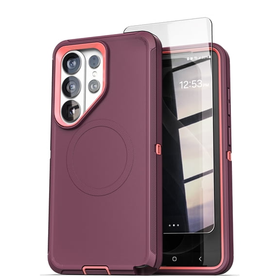 Encased for Samsung Galaxy S26 Ultra Case with Screen Protector, Ranger Series, Shockproof Full Coverage Magnetic Case (Compatible with MagSafe) Purple / Pink