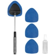 Retrok Windshield Cleaner Microfiber Car Window Cleaner with 4 Reusable and Washable Pads Extendable Handle and Spray Bottle Auto Interior Exterior Glass Wiper Car Window Cleaning Tool Kit
