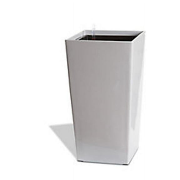 Algreen Modena 30-In. Square Taper Planter, Self-Watering, Glossy White