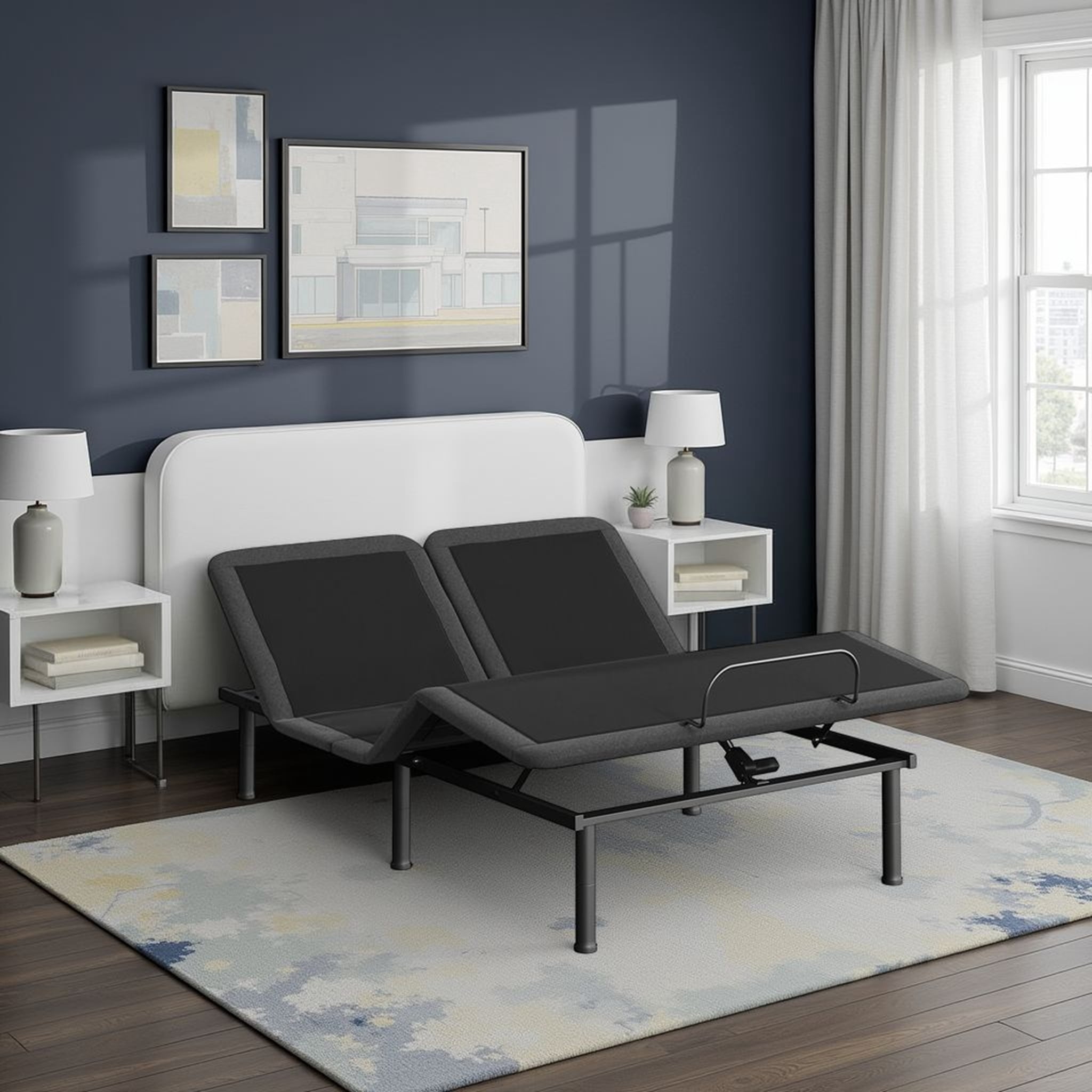 Bridgevine Home Queen Size Flex Top Quick Assembly Adjustable Bed Frame with Voice Activated Controls