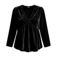 thumbnail image 4 of GEWSEY Velvet Tops for Women Dressy Casual V Neck Shirts Loose Fit Long Sleeve Vintage Velour Blouse Solid Holiday Party Outfits (Black, 6XL), 4 of 7