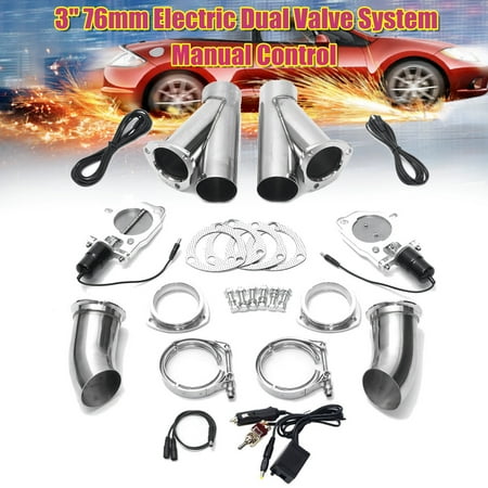 Dual 3''/76mm Exhaust Valve exhaust Exhaust System Catback Y-pipe Cutout System Switch Manual Control