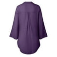thumbnail image 6 of HAiming Women's Casual 3/4 Sleeve Shirts Trendy V Neck Button down Tops Oversized Tie Side Summer Loose Blouse, 6 of 7