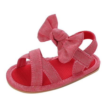 

Knit Baby Shoes Summer Children Baby Toddler Shoes Girls Sandals Flat Bottom Light Open Toe Solid Color Bow Back Strap Comfortable Toddler Summer Shoes Boys