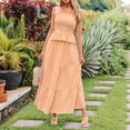 thumbnail image 7 of KDDYLITQ 2 Piece Sets for Women Summer Plaid Sleeveless Ruffle Hem Tops Flowy Skirts Matching Casual Outfits with Pockets Orange XL, 7 of 7