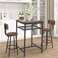 thumbnail image 2 of PAPROOS Square Bar Table Set for 2, 3 Pcs Pub Bistro Table and Stools with Backrest Set, Industrial Counter Height Dining Table and Chairs Set for Kitchen Breakfast Nook Balcony, Brown, 2 of 8