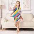 thumbnail image 6 of FORMRS Kids Short Sleeve Top and Pants Pajama Set Unisex Satin 2-Piece Sleepwear, Sizes 9-10Y, Color Striped, 6 of 8