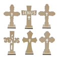 thumbnail image 1 of 6pcs Standing Wooden Cross Baptism Decoration Dorm Standing Cross For Crafts, 1 of 3