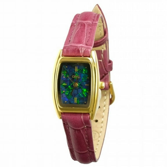 BRIGHT RADIANCE AUSTRALIAN OPAL WATCH WITH GENUINE LEATHER BAND