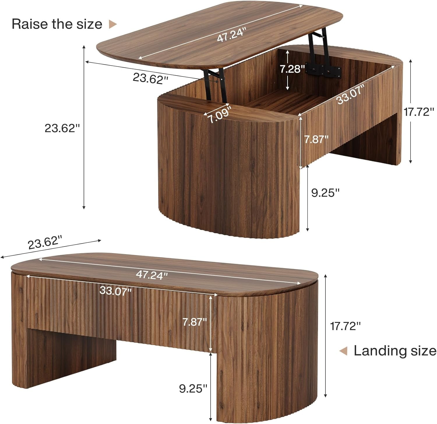 Tribesigns Lift Top Coffee Table for Living Room, 47-Inch Rustic Lift Up Tabletop Center Tables with Hidden Compartment, Rustic Brown