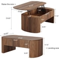 thumbnail image 2 of Tribesigns Table Basse Ovale de 47 Pouces à Plateau Relevable avec Tablette de Rangement pour Salon, Tables Centrales Mi-Siècle avec Compartiment Caché, Brun Rustique, 2 of 7