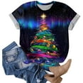 thumbnail image 5 of Kedxroy Christmas Shirts for Women Funny Short Sleeve Xmas Tshirt Casual Cute Holiday Graphic Tee Tops(Sky Blue,M), 5 of 6